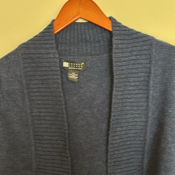 Carole Little Navy Open Front Cardigan 100% Merino Wool - Picture 5 of 8